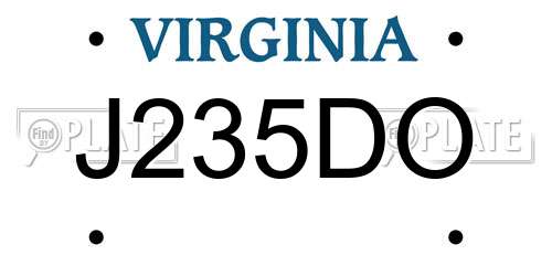 J235DO Virginia License Plate