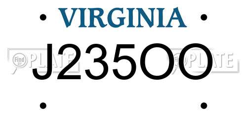 J235OO Virginia License Plate