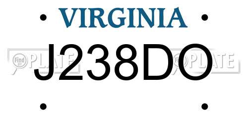 J238DO Virginia License Plate