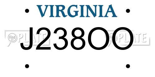 J238OO Virginia License Plate