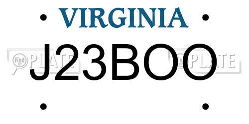 J23BOO Virginia License Plate
