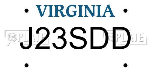 J23SDD Virginia License Plate
