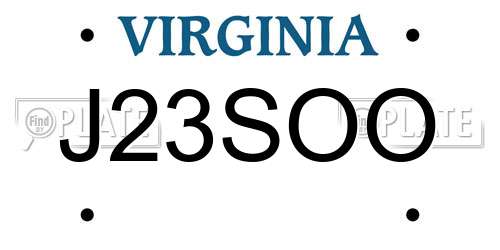 J23SOO Virginia License Plate
