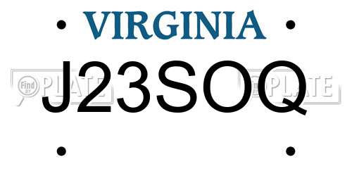J23SOQ Virginia License Plate