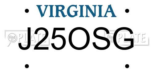 J25OSG Virginia License Plate