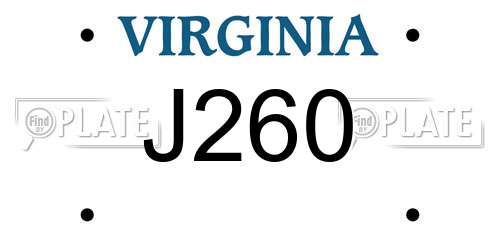 J260 Virginia License Plate