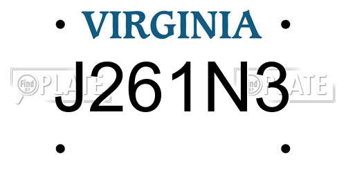 J261N3 Virginia License Plate