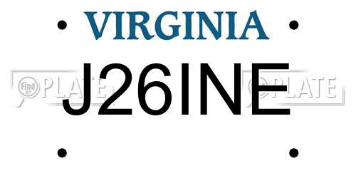 J26INE Virginia License Plate