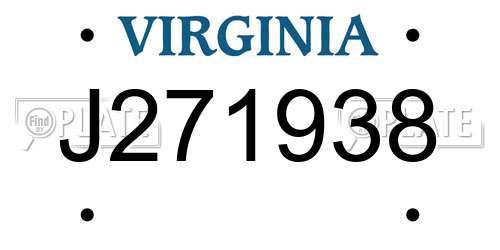 J271938 Virginia License Plate