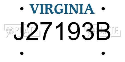 J27193B Virginia License Plate