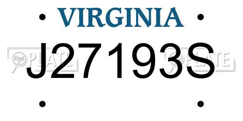 J27193S Virginia License Plate