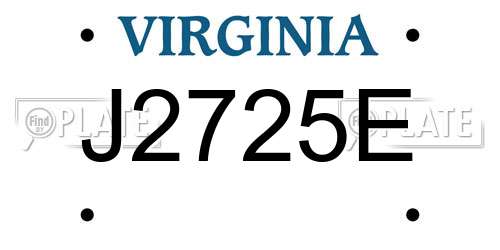 J2725E Virginia License Plate