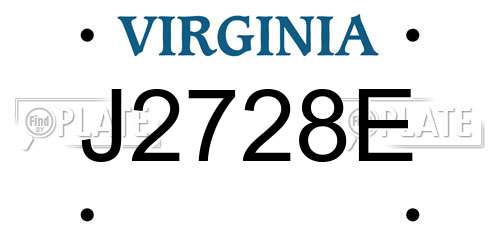 J2728E Virginia License Plate