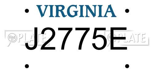 J2775E Virginia License Plate