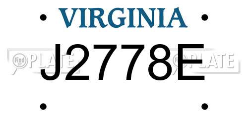 J2778E Virginia License Plate
