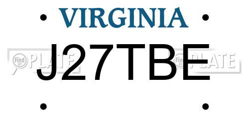 J27TBE Virginia License Plate