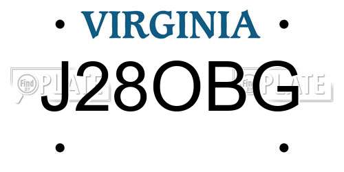 J28OBG Virginia License Plate