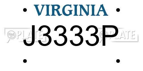J3333P Virginia License Plate