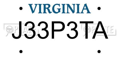 J33P3TA Virginia License Plate