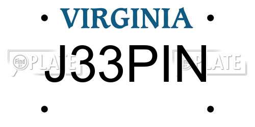 J33PIN Virginia License Plate