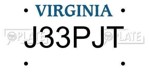 J33PJT Virginia License Plate