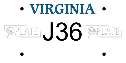 J36 Virginia License Plate