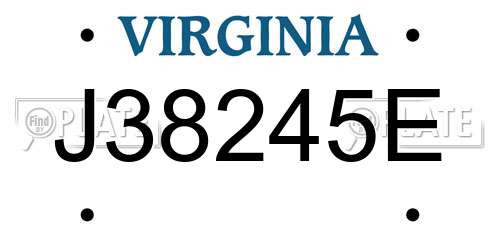 J38245E Virginia License Plate
