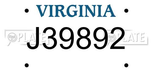 J39892 Virginia License Plate
