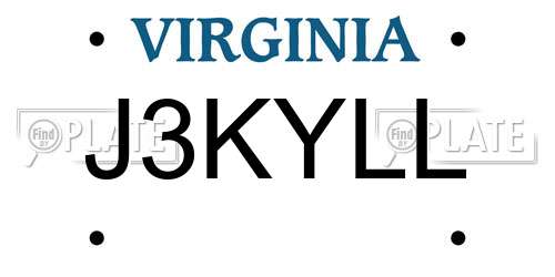 J3KYLL Virginia License Plate