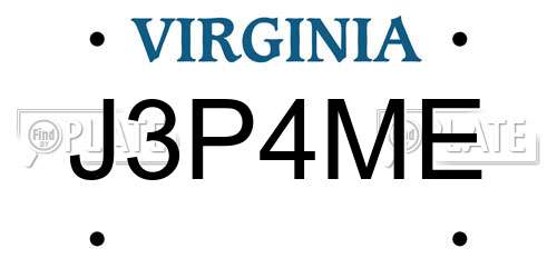 J3P4ME Virginia License Plate