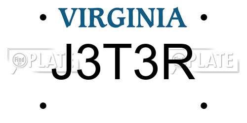 J3T3R Virginia License Plate