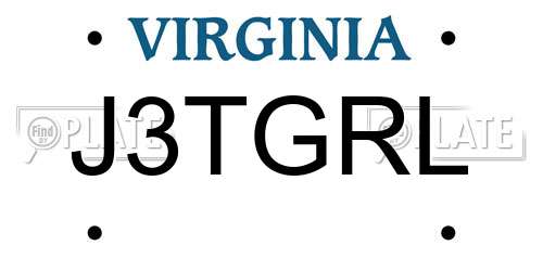 J3TGRL Virginia License Plate