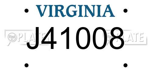 J41008 Virginia License Plate