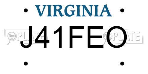 J41FEO Virginia License Plate
