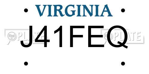 J41FEQ Virginia License Plate