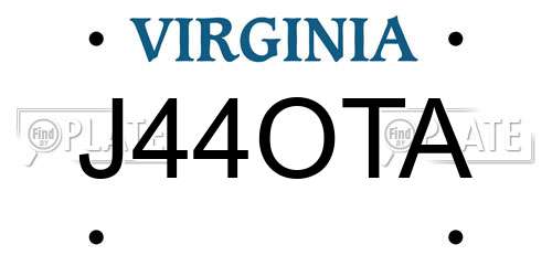 J44OTA Virginia License Plate