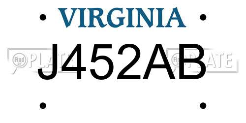 J452AB Virginia License Plate