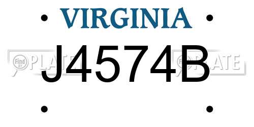 J4574B Virginia License Plate