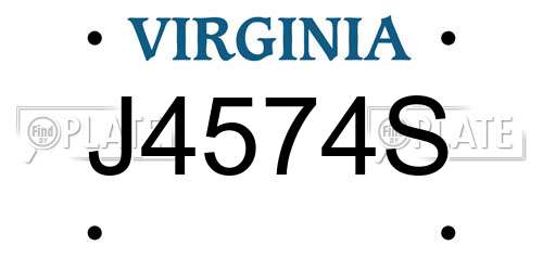 J4574S Virginia License Plate