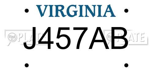 J457AB Virginia License Plate