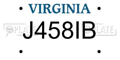 J458IB Virginia License Plate
