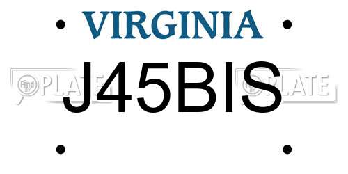 J45BIS Virginia License Plate