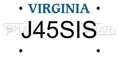 J45SIS Virginia License Plate