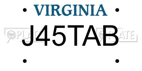 J45TAB Virginia License Plate