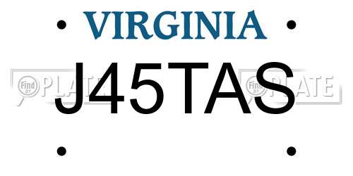 J45TAS Virginia License Plate