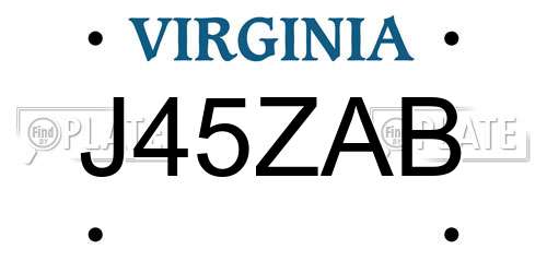 J45ZAB Virginia License Plate