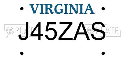 J45ZAS Virginia License Plate