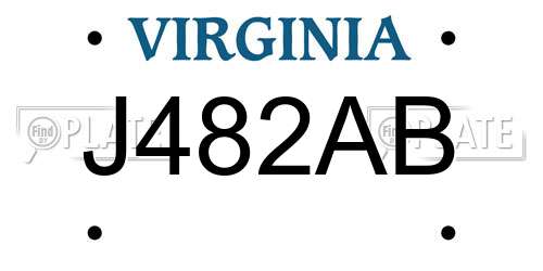 J482AB Virginia License Plate