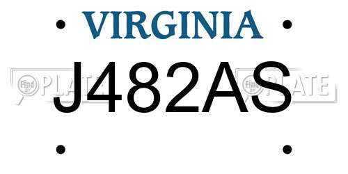 J482AS Virginia License Plate