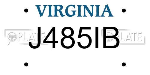 J485IB Virginia License Plate